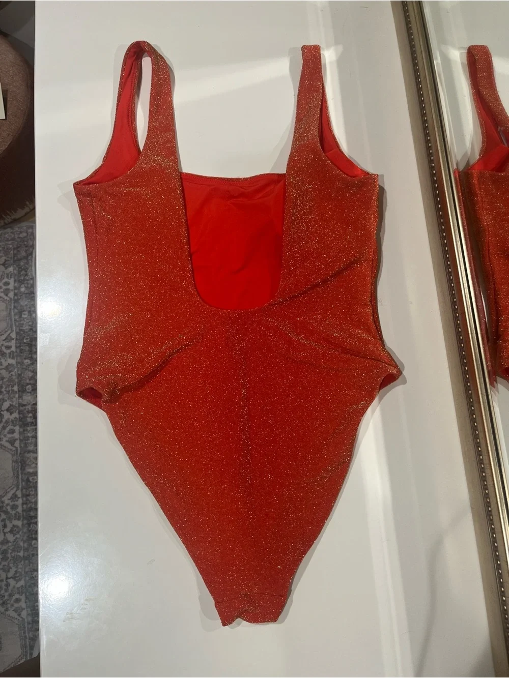 aerie Sparkle Red One-Piece Swimsuit & coverup